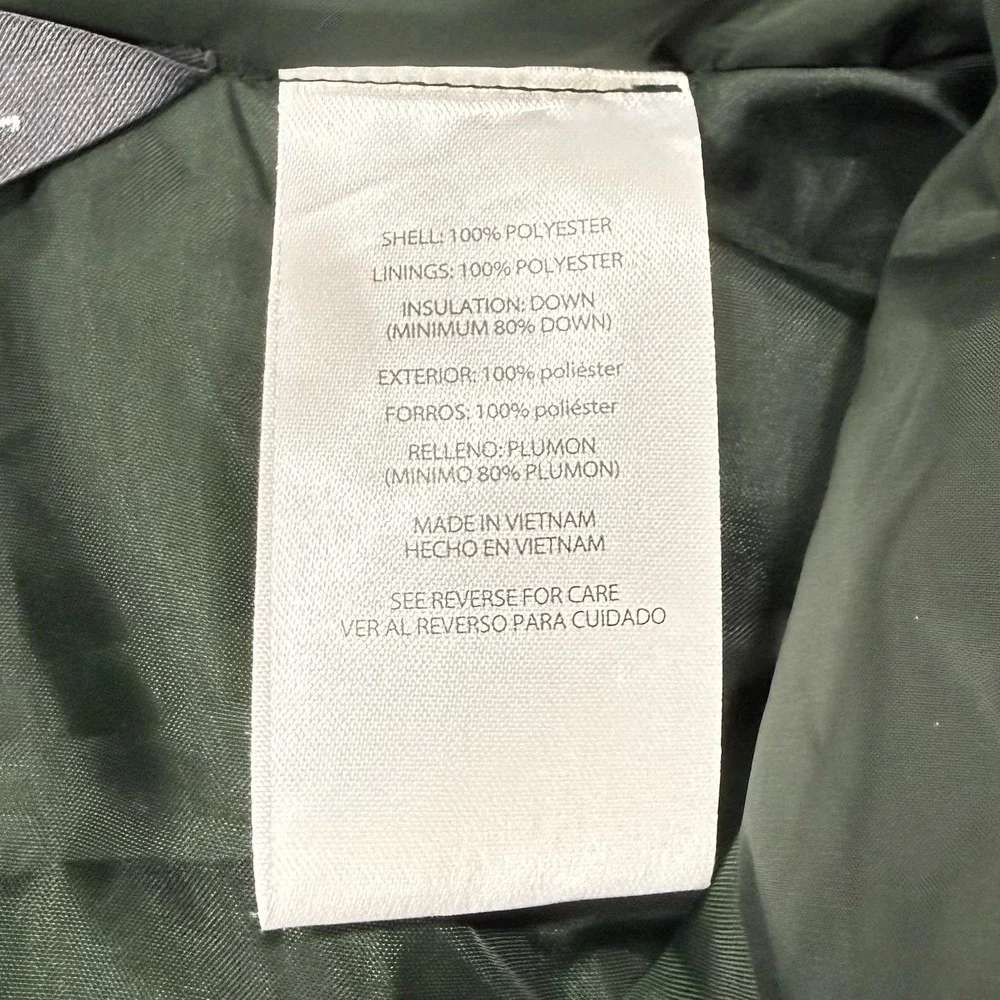 Eddie Bauer EB650 Down Jacket Men's L Green Puffer Quilted Full Zip